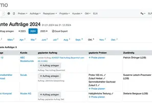 Screenshot eines LIMS für Umweltlabore die Wasser und Trinkwasser analysieren