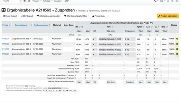 Zrzut ekranu oprogramowania laboratoryjnego do badań materiałów