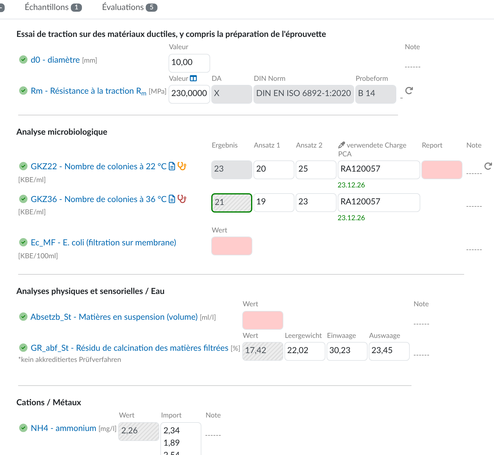 Effectuer des calculs à l'aide de formules dans LDB-LIMS