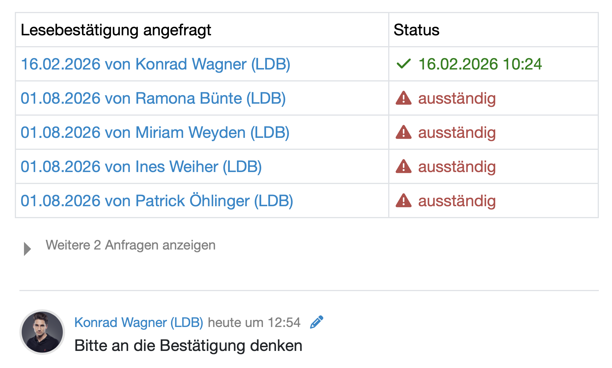 Dokumentenlenkung Lesebestätigzbg im Labordatenbank LIMS