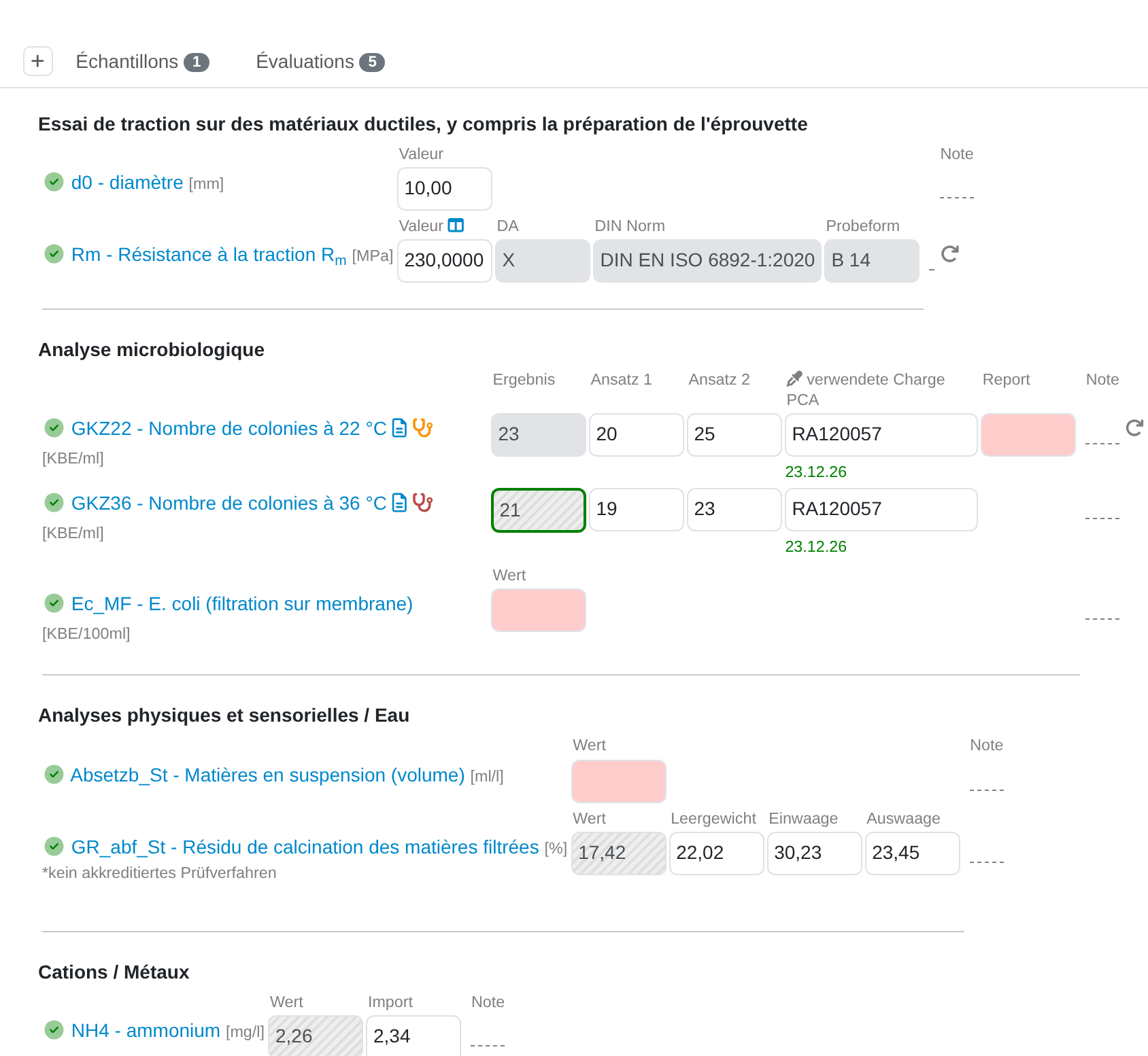 Effectuer des calculs à l'aide de formules dans LDB-LIMS