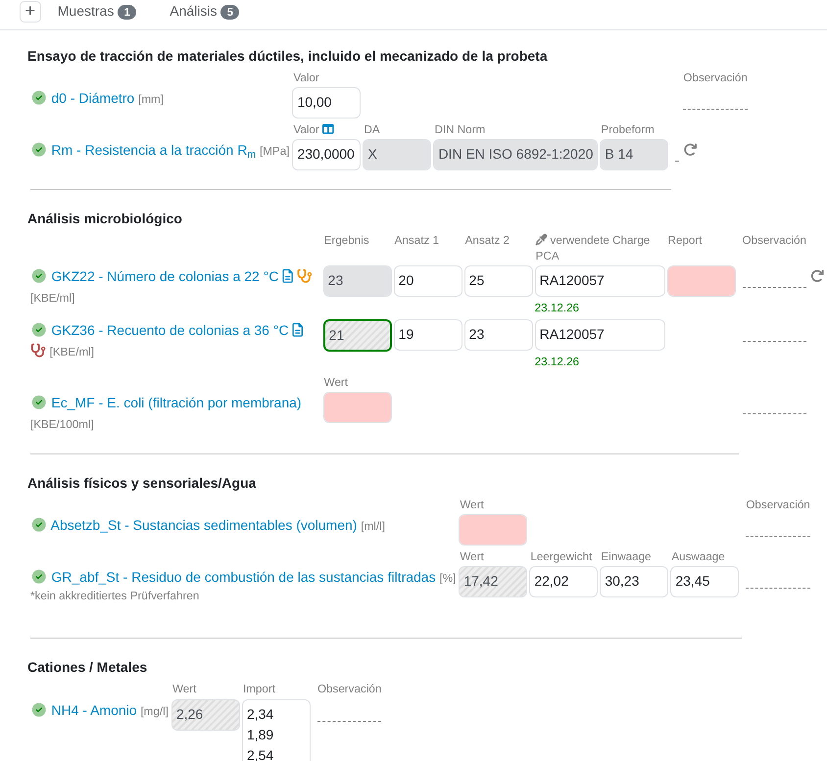Cálculos con fórmulas en LDB-LIMS
