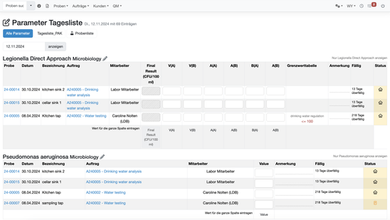 Arbeitslisten und Workflows in der Labordatenbank
